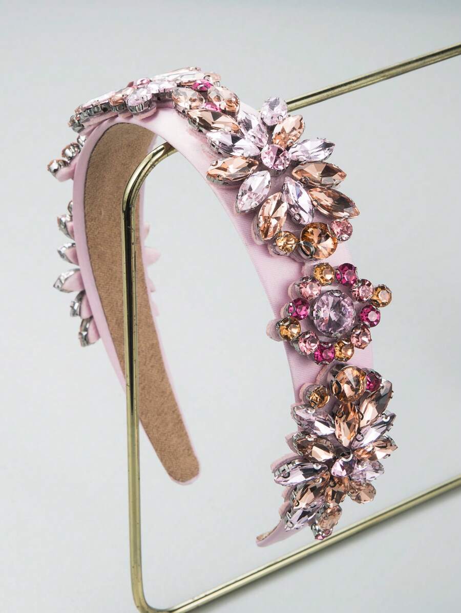 1 pieza Diadema de lujo con estilo retro y real completamente decorada con rhinestones y piedras preciosas, adecuada para que las mujeres asistan a varios bailes y fiestas, diadema, aro para el cabello