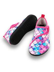 Zapatos para niños para uso en exteriores y playa en verano, calzado para niñas con suela de goma gruesa y suave, de escala de pez de colores, ligero y transpirable, para usar en el mar, agua, playa y senderismo - Rosa - Ver 8