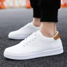 Men's Classic Solid Color Low-Top Sneakers, Comfortable Non-Slip Lace-Up Casual Athletic Shoes, Round Toe, Suitable For Outdoor Activities, Everyday Wear, All Season