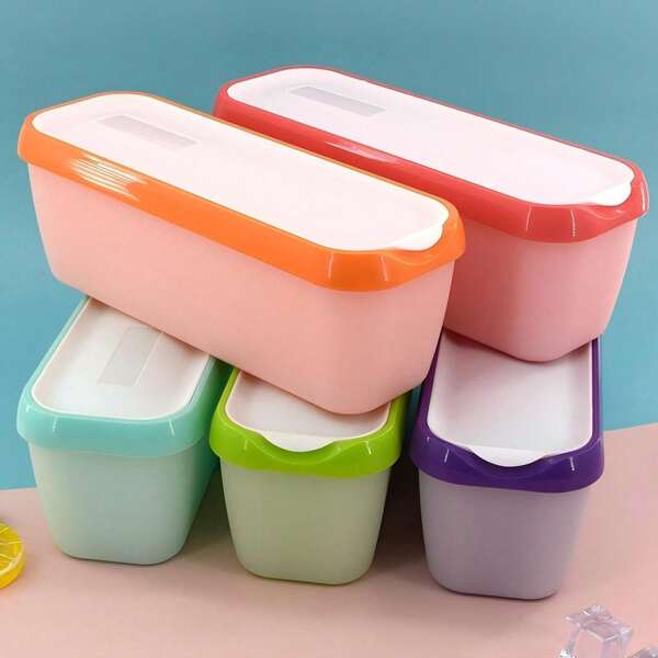 1 Stück, Eisspeicher Behälter, Eislöffel, Butterbehälter, Gefrierbehälter, doppelte Isolierung, stapelbares Design, Dessert Aufbewahrungsbox, Hausgemachte Eiseimer, Eis, Dessert, Backzubehör