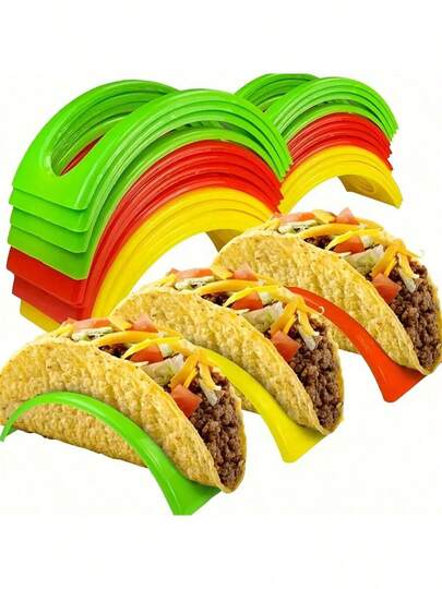12pcs Bright Color Corn Tortilla Holders - High Strength PP Material, Suitable For Soft & Hard Tortillas, Space Saving, Essential Kitchen Item For Restaurants, Parties And Taco Nights