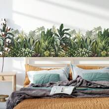 2PCS Tropical Green Plants Wall Stickers, Green Leaves Wall Decals Peel And Stick Home Wall Art Decor Wallpaper For Office Bedroom Living Room TV Sofa Background Decoration DIY Wall Decor Art Sticker Room Decor Personalised Stickers