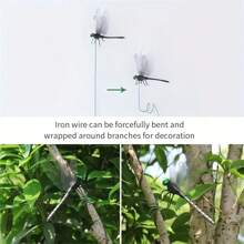 4pcs Realistic Dragonfly Garden Stakes, Outdoor Waterproof Black Dragonfly Yard/Lawn Decor, Indoor Vase Decoration