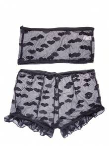 Sexy Babydoll Lingerie 2 Piece Lace Bra And Panty Set Pajamas SetC - màu đen - Xem 2