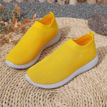 Zapatillas casuales transpirables de malla tipo slip-on para mujer, suela blanda, calzado unisex para correr y caminar al aire libre, aptas para primavera y verano