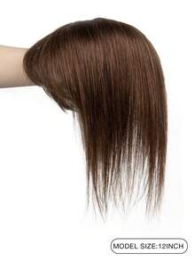 8*12 女士深棕色直发自然发夹 - 假发基本款发型增强适合所有棕色真发刘海用于修饰脸型 - S2 - 查看 4