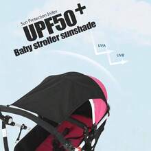 1pc Baby Stroller Sun Shade - Baby Stroller Accessory, UV Protection, Fits Large & Double-Sided Strollers, Sunshade Cloth, Anti-UV, Sun Cover - Black Sunshade Cloth - View 3