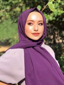 1pc Chiffon Hijab Scarf, Minimalist Versatile Design - Multicolor - View 5