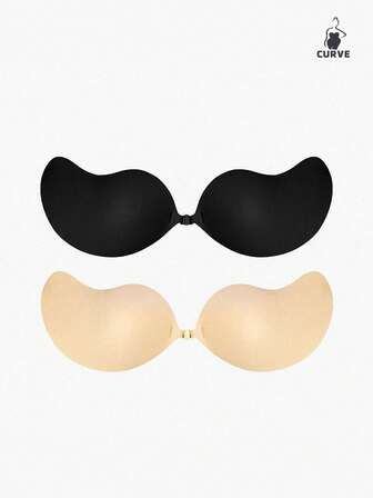 Plus size kvinnor osynlig klibbig sömlös bh, rygglös sexig silikon självhäftande bh Lift Up Enhancer för liten byst, axelbandslös bh för klänning/bröllopsklänning