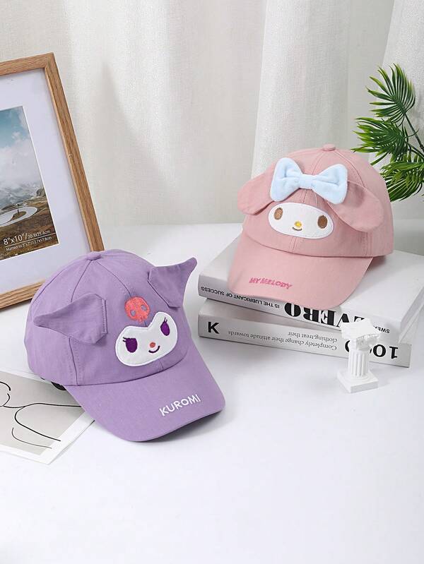 Sanrio 1 pieza Sombrero de sol rosa con lazo adorable de My Melody, suave y transpirable, esencial para vacaciones, cruceros y atuendos para viajar en coche. Gorra de béisbol blanca de Cinnamoroll para mamá y accesorios de camionero, visera de primavera para fútbol, golf, softbol y ejercicio