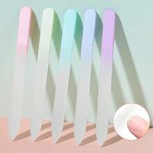 5/1PC Glass Nail Files, Glass Fingernail Files Professional Manicure Tool For Natural Nails, Gradient Color Buffer Nail Care For Salon Gift (Macaron Color)
