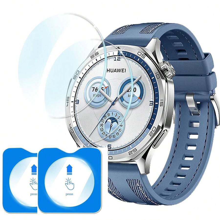 华为 Watch GT 6/6 Pro、Watch GT 5/5 Pro 46mm 钢化玻璃屏幕保护膜（2 片装）[9H 硬度，防刮花，高清，超薄]，Watch GT 5/5 Pro 41/42mm 屏幕保护膜，带对齐框，安装简便，适用于 GT6 46mm 和 41mm 手表屏幕保护，日常防护、办公、居家使用皆宜。防水防震防摔防刮花，是手表屏幕保护的理想之选。 - 無色 - 查看 1