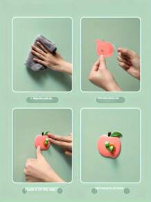 4pcs Creative Multifunctional Cartoon Caterpillar Apple Multifunctional Hooks, Self-Adhesive Hole-Free Hooks, Household Towels, Shower Caps, Clothing Hooks, Super Strong Bearing Capacity, Small And Does Not Take Up Space, Home Storage Hooks, Suitable For Bathrooms, Bedrooms, Kitchens, Studies, Dormitories