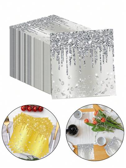 20/40/60 peças de papel de seda com glitter, guardanapos com design de diamante brilhante, guardanapos estampados a quente com tema de princesa diamante e padrão de diamante vermelho, artigos de aniversário, decoração de aniversário, casamento, chá de panela, decoração de festa, guardanapos para bebidas, uso universal para a estação