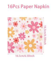 16 piezas Servilletas desechables con diseño de crisantemo, toallas de papel con estilo margarita para suministros de fiesta con tema bohemio, hippie, vintage para cumpleaños, boda, despedida de soltera, celebraciones, decoración de mesa, cocina, comedor y decoración de verano