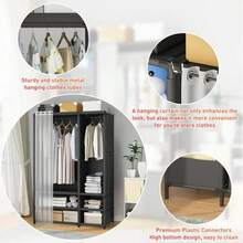 Heavy Duty Closet Clothes Rail Hanging Rack Garment Display Stand Shoes StorageCloset Racks Back To School - Black - View 5