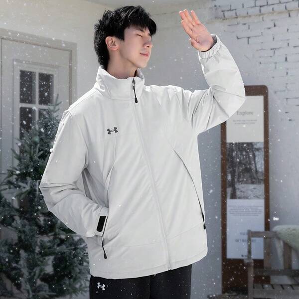 Under Armour Herren und Damen Baumwoll-Kurzbekleidung 2025 neue Outdoor-Sport Lässig warme winddichte bequeme Kapuzenjacke 24600901-009