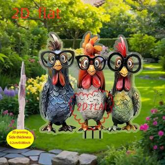 2D Boho Style Triple Bird Yard Sign, Suitable For Patio, Lawn And Gardening > Outdoor Decor > Holiday Decor > Other Outdoor Holiday Decorations, 2D Flat