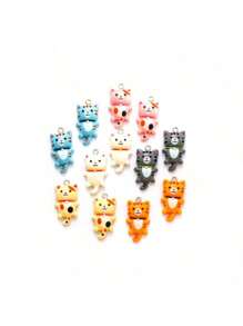 10pcs Cute 3D Flower Cat Resin DIY Accessories - Earrings, Pendants, Keychains, Bracelets