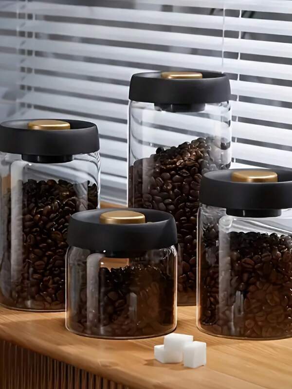 1pc High-Quality Borosilicate Glass Vacuum Can, Coffee Can With Sealed Lid, Food Storage Container, Very Suitable For Coffee Beans, Tea, Sugar, Candy, Spices, Rice