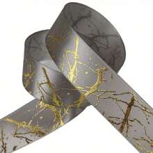 5 Yards 25mm Gift Ribbon Satin Marble Crack Pattern Golden Foil Printed Ribbon For Gift Wrapping Christmas Wedding Decor DIY Hair Bows Ribbon