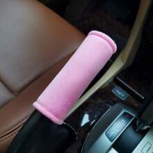 1 件装通用汽车可爱粉色绒面门把手手套、车内扶手套、手刹套、车把手保护套