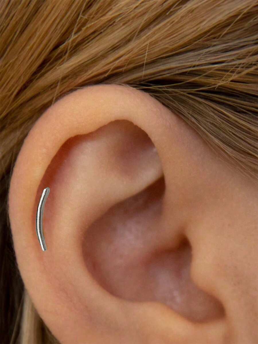 EleRunis 1 pieza Pendientes de plata de ley 925 con engaste de garra, pendientes de perforación de oreja/cartílago/hélix chapados en oro de 18K, joyería hipoalergénica para mujeres y niñas, uso diario, boda, fiesta, compromiso
