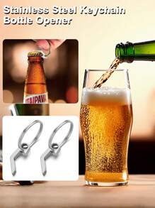 Keychain Beer Bottle Opener With Stainless Steel Keyring, Stainless Steel Mini Bottle Opener Keychain With Keyring, Portable, Manual, Pocket Sized Beverage Bottle Opener, Durable And Multifunctional Camping And Daily Use Tool