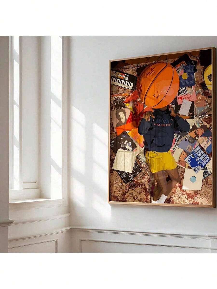 1 件无框篮球墙面艺术印刷品 - 数字下载，家居和办公室装饰，客厅、卧室和家庭办公室装饰，艺术壁画，完美礼品