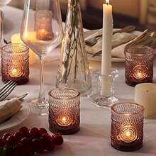 6pcs Votive Candle Holders Glass Tea Lights Candle Holder Bulk For Birthday Parties Weddings Table Decorations Candlelight Dinners - Multicolor - View 12