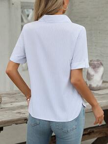 Camisa casual de mujer de manga corta a rayas, de moda para el verano