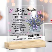 1 pièce Plaque acrylique avec citation inspirante sur support en bois - Cadeau du cœur pour la fille de la part de la mère ou du père, décoration émotionnelle pour la maison ou le bureau, parfait pour la remise des diplômes, l'anniversaire, Noël