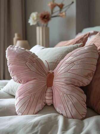 1 件可爱粉色蝴蝶装饰抱枕，家居沙发装饰垫，适用于公寓、客厅、卧室装饰家居装饰