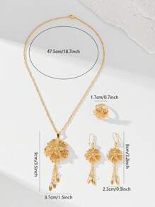 Conjunto de joyería de mujer elegante y dulce, con colgante, pendientes y anillo, chapado en cobre de 24k, adecuado para joyería de boda, regalo para la madre