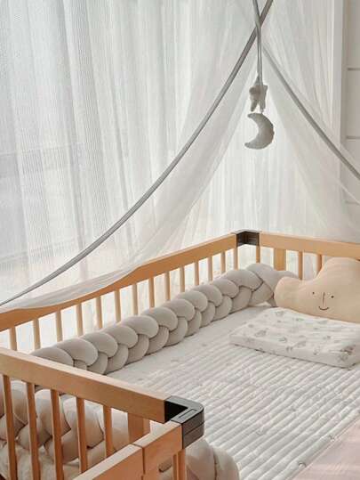 1 Stück Kinderbett Stoßschutz, geflochtener langer Stoßschutz, Kinderzimmer Dekoration, geeignet für Kinderbett, Kinderwagen, Wickeltisch, Wiege
