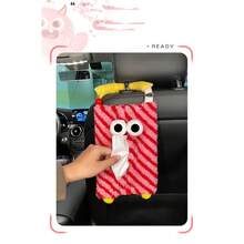 1pc-Cute Monster Pattern Car Tissue Holder/Car Seat Hanging Tissue Box/Creative Cartoon Car Interior Decoration/Bedroom Plush Tissue Box Cover For Women Storage Organizer Travel Essentials Back To School Dormitory Storage