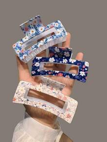 1 szt./3 szt./6 szt. Damskie spinki do włosów z drobnym kwiatowym nadrukiem, świeże i słodkie akcesoria do włosów do upięć, spinka do włosów, spinka do włosów na jesień i zimę do strojów wakacyjnych dla kobiet - Wielokolorowe - Zobacz 14