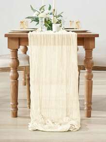 5pcs Beige Pleated Table Runner, Folded Tablecloth, Holiday Birthday Decorations Wedding Decorations Vacation House Decorations Party Room Table Decorations Beige Table Cover, Table Flag, Solid Color Table Cloth, Birthday Decorations Wedding Decorations Table Set, Party Decorations Table Skirt, Party Favors, Christmas Decoration, Christmas Table Runner, Christmas Decoration, Halloween Decoration