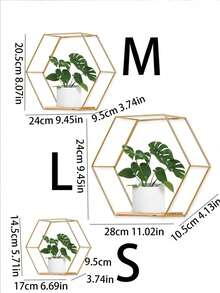 1pc Nordic Ins-Style Wall Mounted Storage Rack, Metal Hexagon Combination Wall Shelf Decor For Living Room/Bedroom - Black - View 3