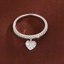 1 pieza Anillo de mujer con diseño de colgante en forma de corazón y circonita cúbica
