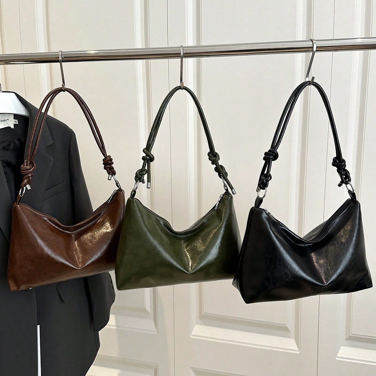 Bolso de hombro de unicolor nuevo y elegante de PU, bolso cruzado versátil con correa ajustable de estilo urbano, bolso sencillo para mujer