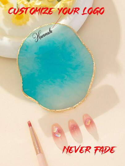 1pc Customized Resin Nail Art Color Display Palette, Resin Agate-Like Round Nail Art Color Chart Swatch Board, Nail Polish Mixing Tool, Suitable For Women & Girls