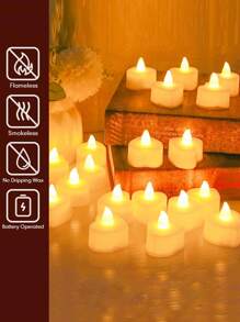 6/12/24 Stücke herzförmige warmfarbige flammlose LED Kerzen, 4,3 cm Nachtlicht dekorative Stimmungsbeleuchtung, kreatives Hochzeit Geburtstag Hochzeitskerzen Venue Dekoration Requisite Elektronische Kerze, Liebesgeschenk Valentinstag Dekoration