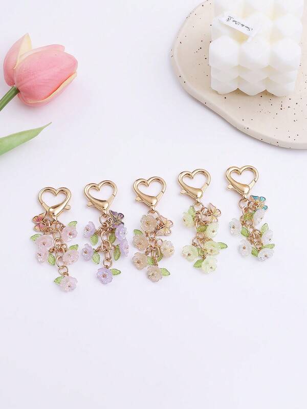 1pc Flowers Keychain Key Ring Pendants For Women Girls Handbag Cute Lily Flower Keychain Pendant Minimalist Ins Style Bag Charm Car Accessories For Women Keychain For Bag Christmas Gift