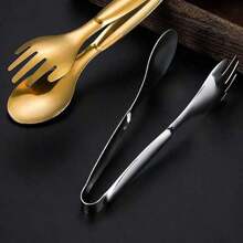 1pc Stainless Steel Thicker Serving Tong For Toast, Grilled Meat And Food