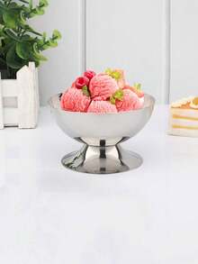 1 件 304 不锈钢皇家风格布丁碗，高脚冰淇淋杯，优雅设计 - 銀色 - 查看 17