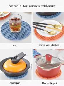 4 piezas de posavasos redondos de silicona con panal - resistentes al calor, flexibles, fáciles de limpiar, antideslizantes, protegen mesas y encimeras de cocina - ideales para platos, ollas y sartenes calientes, perfectos para diversas celebraciones festivas. Confirme que el tamaño del producto sea adecuado antes de comprar.