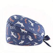 1 pieza Gorro de enfermera con estampado digital de flores, animales y corazones sobre fondo rosado, de mezcla de algodón. Adecuado para médicos, enfermeras, salones de belleza, hospitales veterinarios y profesionales de limpieza. Anti-bacterial y anti-polvo