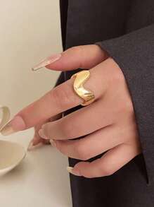 1pc Textured Minimalist Design Micro-Inlaid Luxury Rings, Versatile Personalized Open Finger Fashion Rings For Women