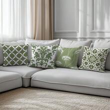 Bộ 6 vỏ gối họa tiết Morris đơn giản màu xanh lá cây hàng ngày, chất liệu nhung đào in một mặt, vỏ gối 45*45/50*50/40*40CM dùng cho ghế sofa vải hiện đại, trang trí trong nhà, trang trí tiệc tùng, quà tặng - 6pc-Xanh lá cây - Xem 6